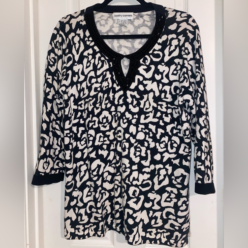 Cathy Daniels Monochrome Patterned Sweater